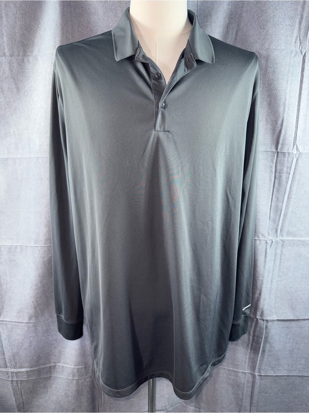 3033-Nike Men's Long-Sleeve Polo - Charcoal Gray